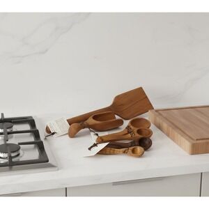 Allegheny Woodware Cherry Measuring Spoons Scoop Spatula Set